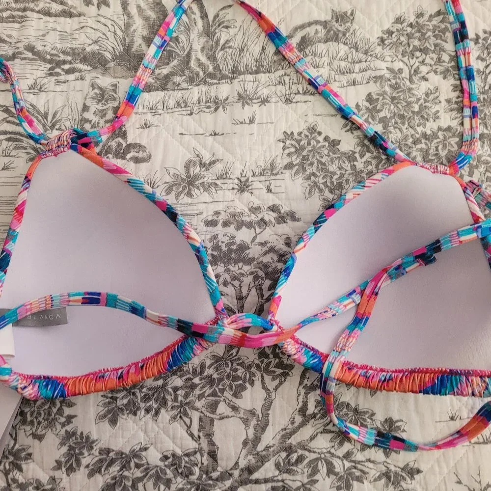 La Blanca Multi-Color Adjustable Bikini Top Size 10 NWT